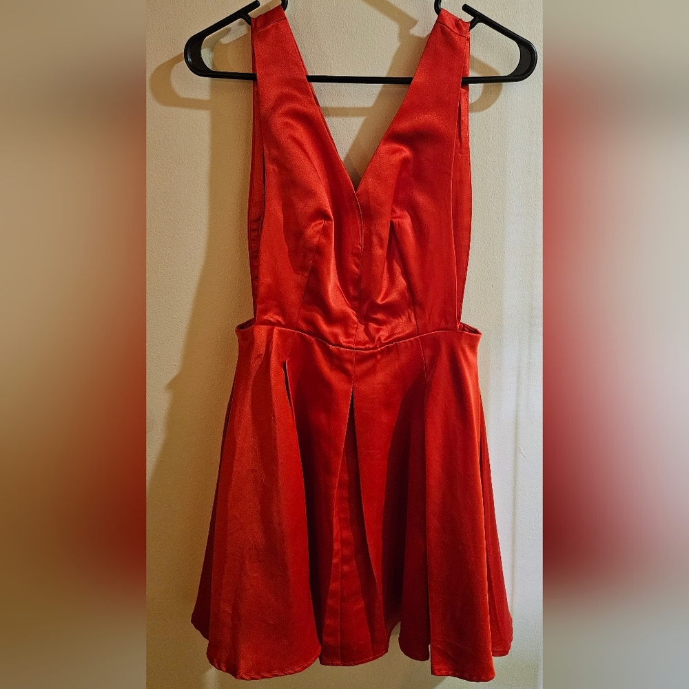 Vibrant Red Sleeveless Dress With Cutout Sides